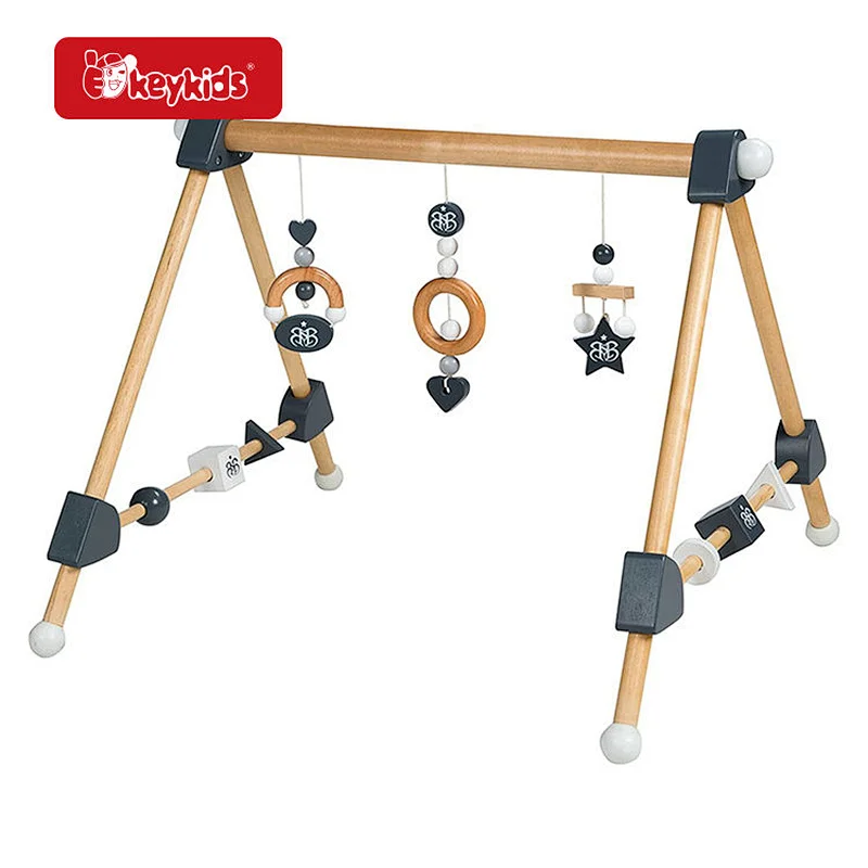 Natural Activity Center Wooden Baby Play Arch with Pendants W08K377